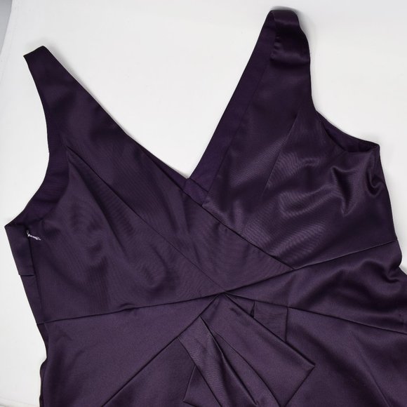 JS Collections Evening Cocktail Dress Women 16 Satin Eggplant Purple Event Prom - Picture 7 of 12